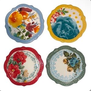 The Pioneer Woman Floral coaster Set - Blue, Red, Yellow, Green